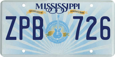 MS license plate ZPB726