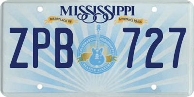MS license plate ZPB727