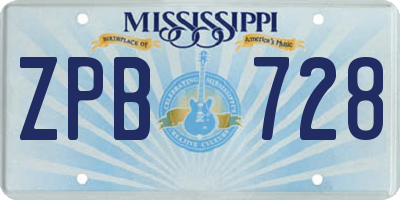 MS license plate ZPB728