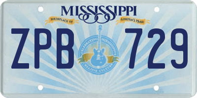 MS license plate ZPB729