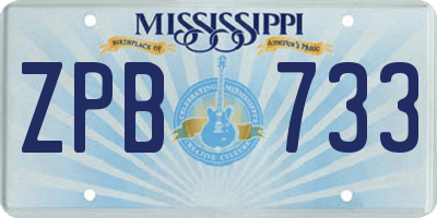 MS license plate ZPB733