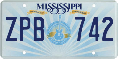 MS license plate ZPB742