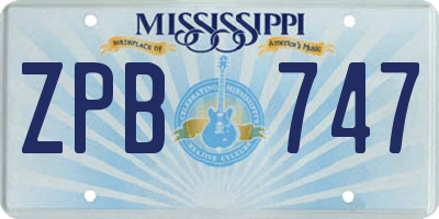 MS license plate ZPB747