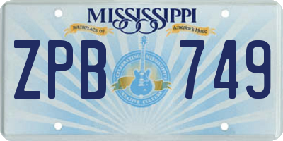 MS license plate ZPB749