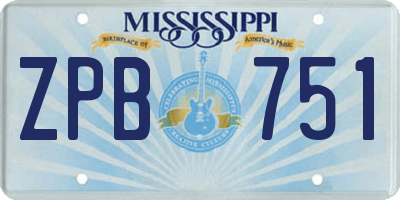 MS license plate ZPB751
