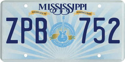 MS license plate ZPB752