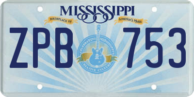 MS license plate ZPB753
