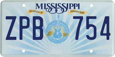 MS license plate ZPB754