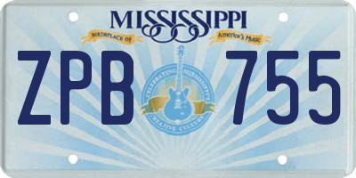 MS license plate ZPB755