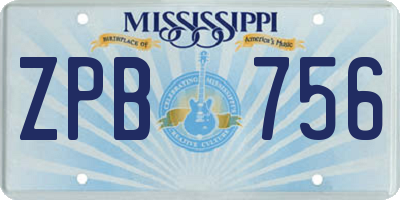 MS license plate ZPB756