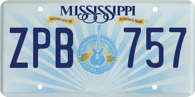 MS license plate ZPB757