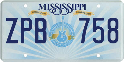 MS license plate ZPB758