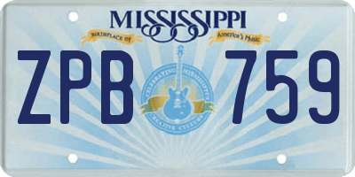 MS license plate ZPB759
