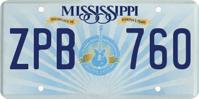 MS license plate ZPB760