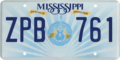 MS license plate ZPB761