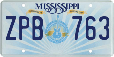 MS license plate ZPB763