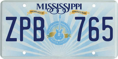 MS license plate ZPB765