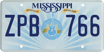 MS license plate ZPB766
