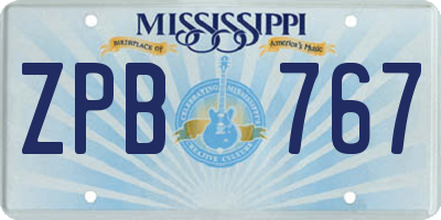 MS license plate ZPB767