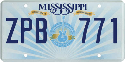 MS license plate ZPB771