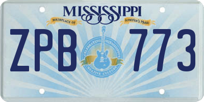 MS license plate ZPB773