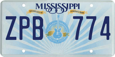 MS license plate ZPB774