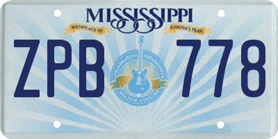 MS license plate ZPB778