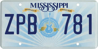 MS license plate ZPB781