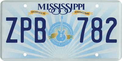 MS license plate ZPB782