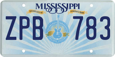MS license plate ZPB783