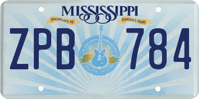 MS license plate ZPB784