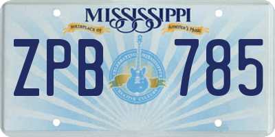 MS license plate ZPB785