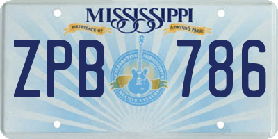 MS license plate ZPB786