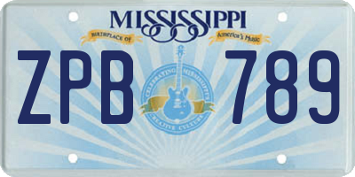 MS license plate ZPB789