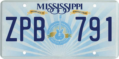 MS license plate ZPB791