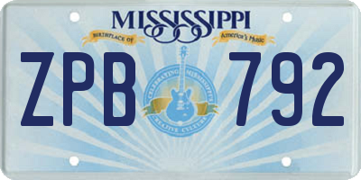MS license plate ZPB792