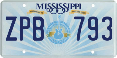 MS license plate ZPB793