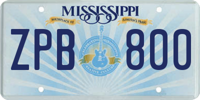 MS license plate ZPB800