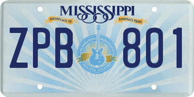 MS license plate ZPB801