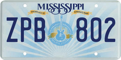 MS license plate ZPB802