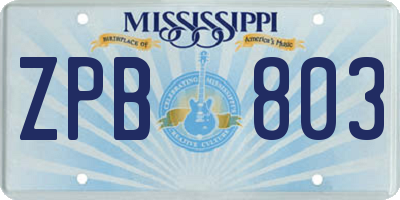 MS license plate ZPB803