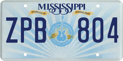 MS license plate ZPB804