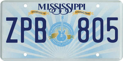 MS license plate ZPB805