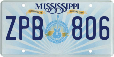 MS license plate ZPB806