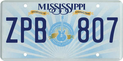 MS license plate ZPB807