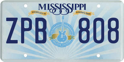 MS license plate ZPB808