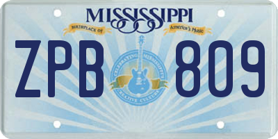 MS license plate ZPB809