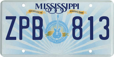 MS license plate ZPB813