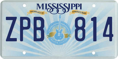 MS license plate ZPB814