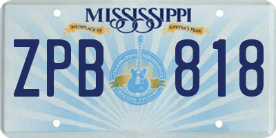 MS license plate ZPB818